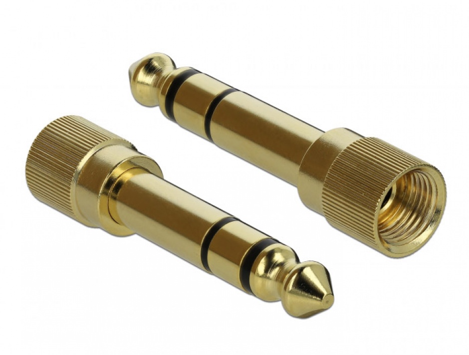 Imagine Cablu jack stereo 3.5mm 3 pini T-T + adaptor cu surub 6.35 mm 5m, Delock 85788-2