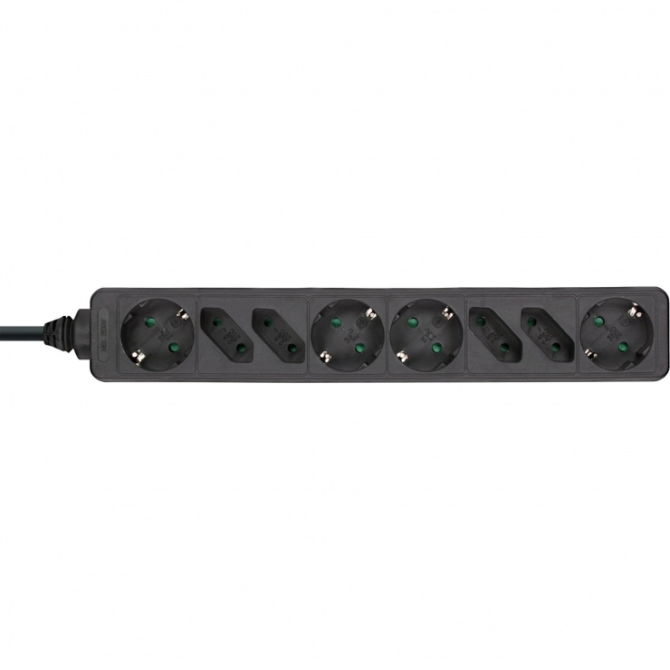 Imagine Prelungitor cu 4 x Schuko + 4 x Euro 1.5m Negru, InLine 16481