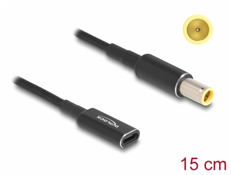 Imagine Adaptor de incarcare laptop USB type C la IBM 7.9 x 5.5 mm M-T 0.15m, Delock 60041