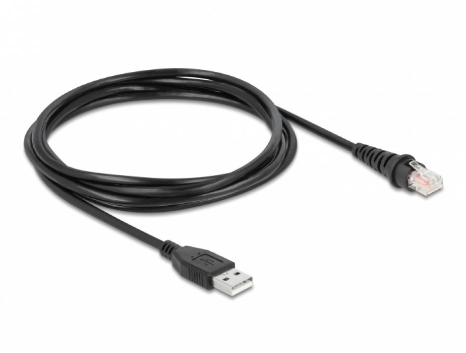 Imagine Cablu pentru cititor coduri de bare USB-A la RJ50 1.5m, Delock 90598