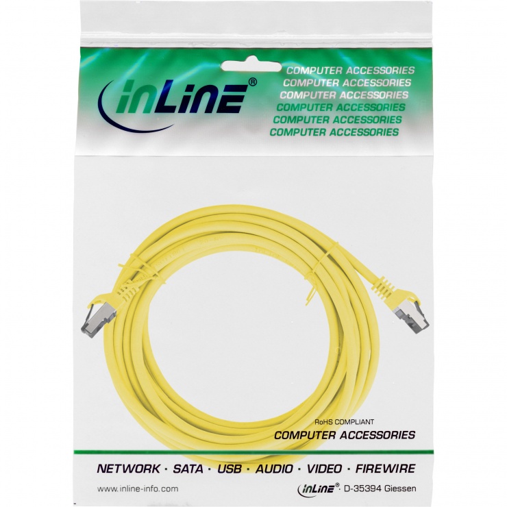 Imagine Cablu de retea RJ45 S/FTP PiMF Cat.8.1 LSOH 10m Galben, InLine IL78800Y