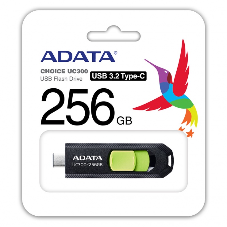 Imagine Stick USB 3.2 type C 256GB Negru, A-DATA ACHO-UC300-256G-BK
