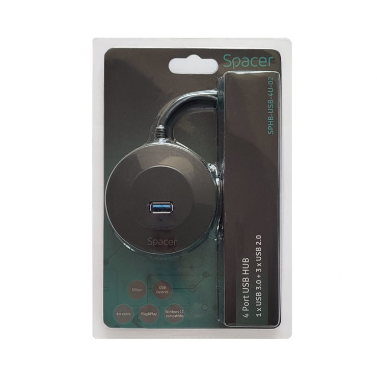 Imagine HUB USB 2.0 la 4 x USB-A 1m, Spacer SPHB-USB-4U-02