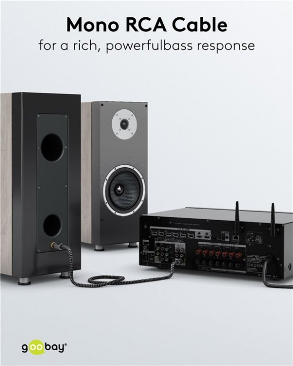 Imagine Cablu audio/video mono RCA T-T 3m brodat, Goobay Plus G65297