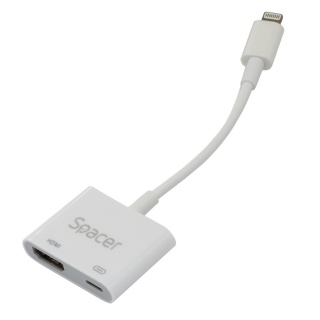 Adaptor Lightning la HDMI Full HD + alimentare PD 18cm, Spacer SPDS-Light-HL-2in1