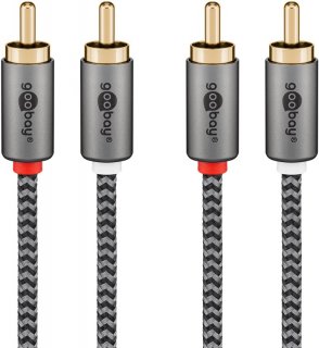 Cablu audio 2 x RCA la 2 x RCA T-T 1m brodat, Goobay Plus G65292